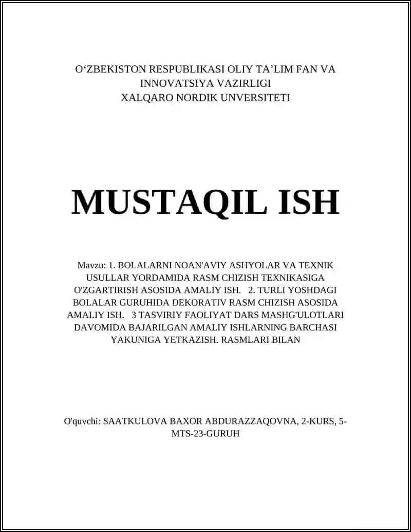 Bolalar uchun noan'anaviy materiallar yordamida rasm chizish texnikalari