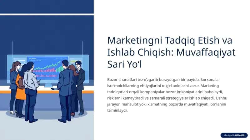 Marketingni Tadqiq Etish va Ishlab Chiqish: Muvaffaqiyat Sari Yoʻl 1