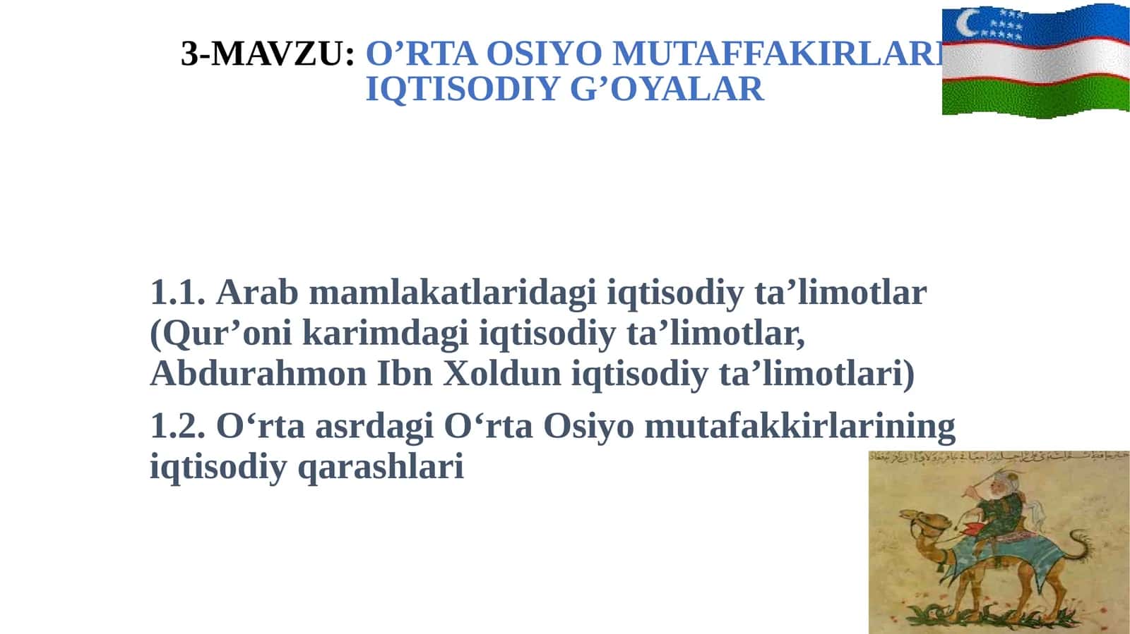 O‘rta Osiyo mutafakkirlarining iqtisodiy g’oyalari 1