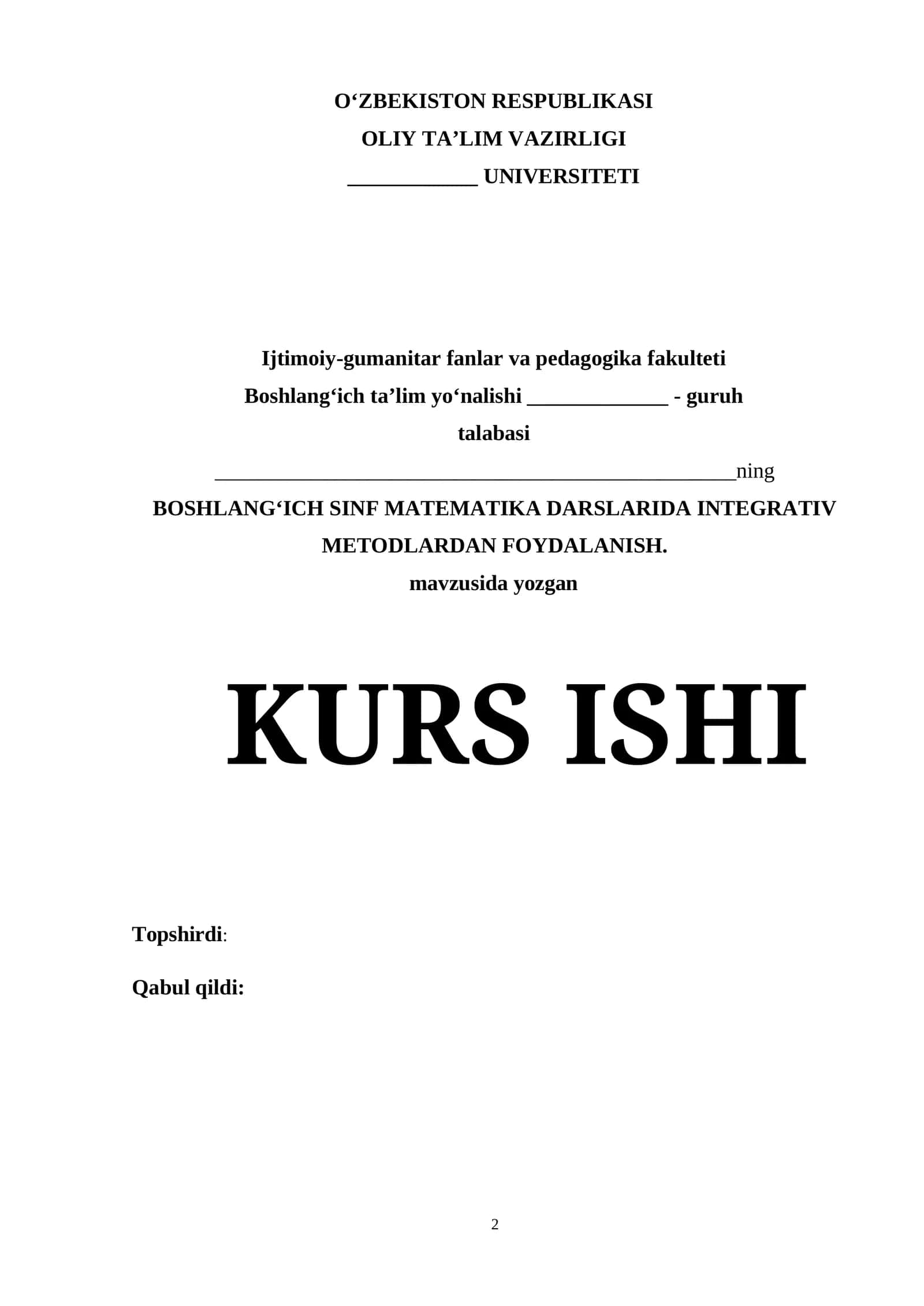 BOSHLANG‘ICH SINF MATEMATIKA DARSLARIDA INTEGRATIV METODLARDAN FOYDALANISH 1