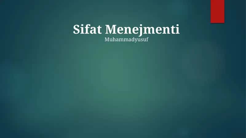 Sifat Menejmenti 1