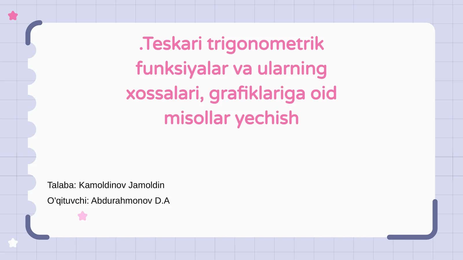 Teskari trigonometrik funksiyalar 1