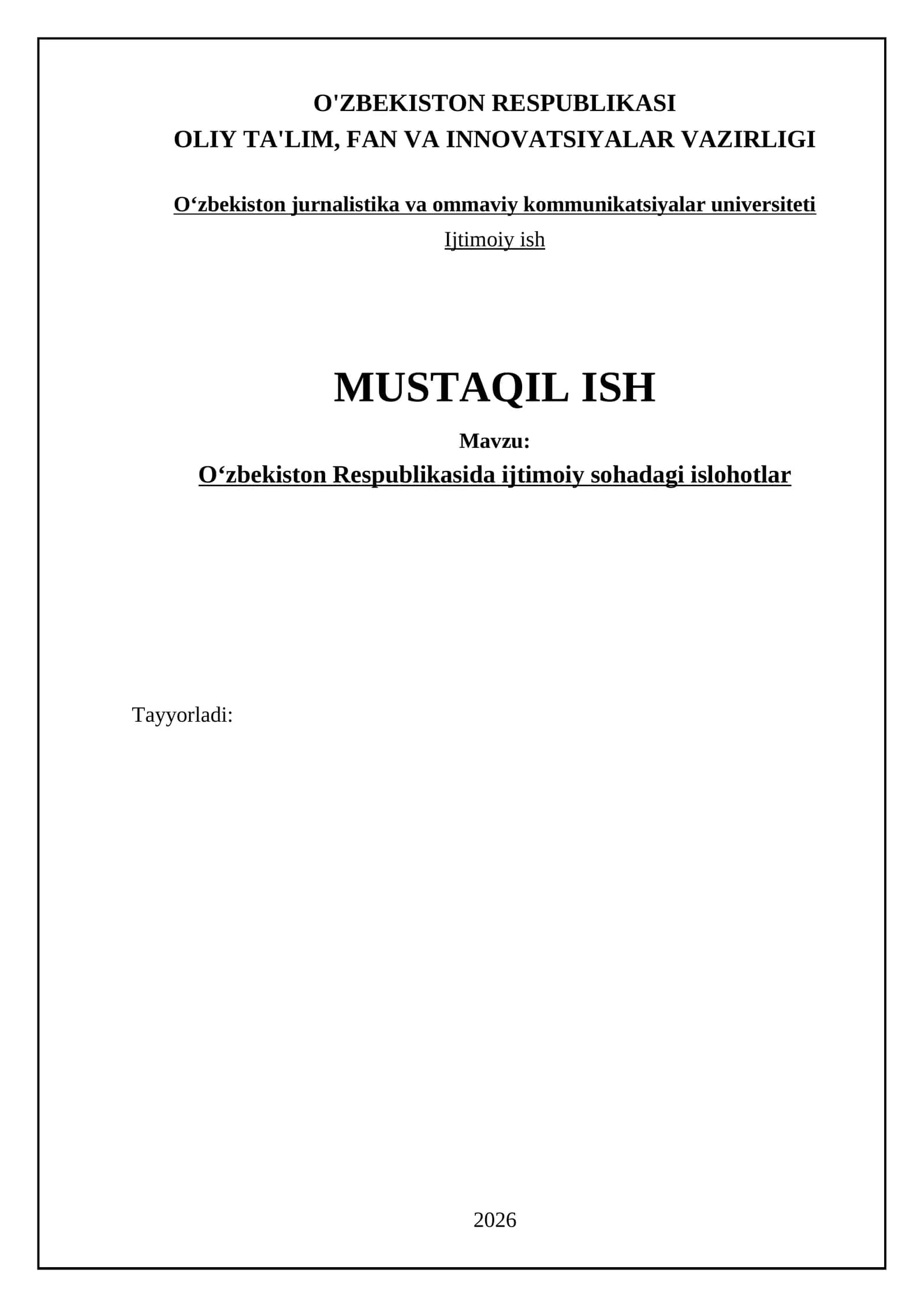 Oʻzbekiston Respublikasida ijtimoiy sohadagi islohotlar 1