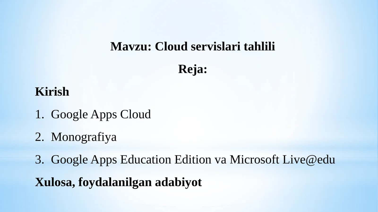 Cloud servislari tahlili 1