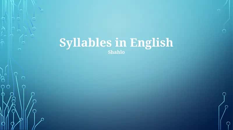 Syllables in English 1