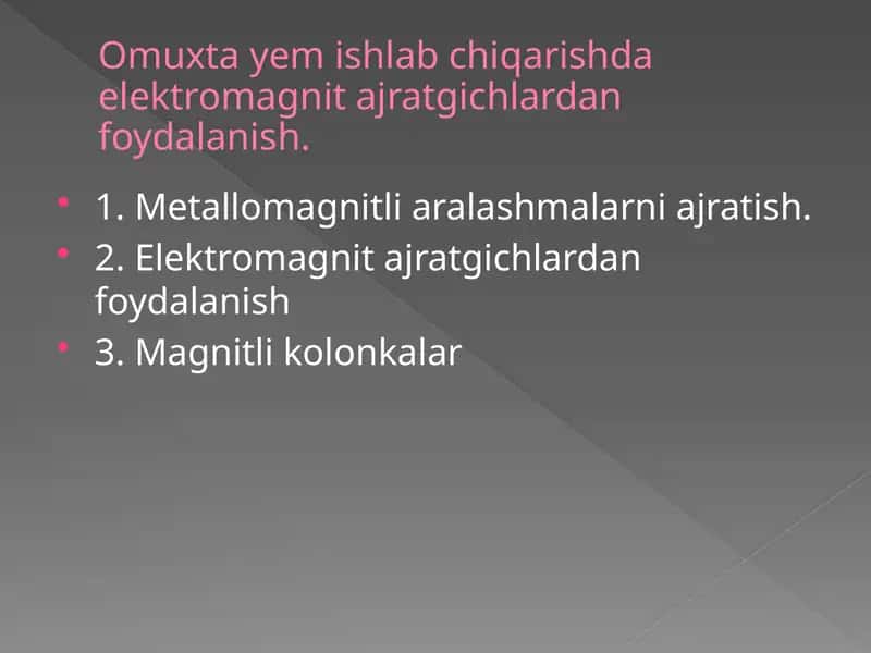 Omuxta yem ishlab chiqarishda elektromagnit ajratgichlardan foydalanish 1