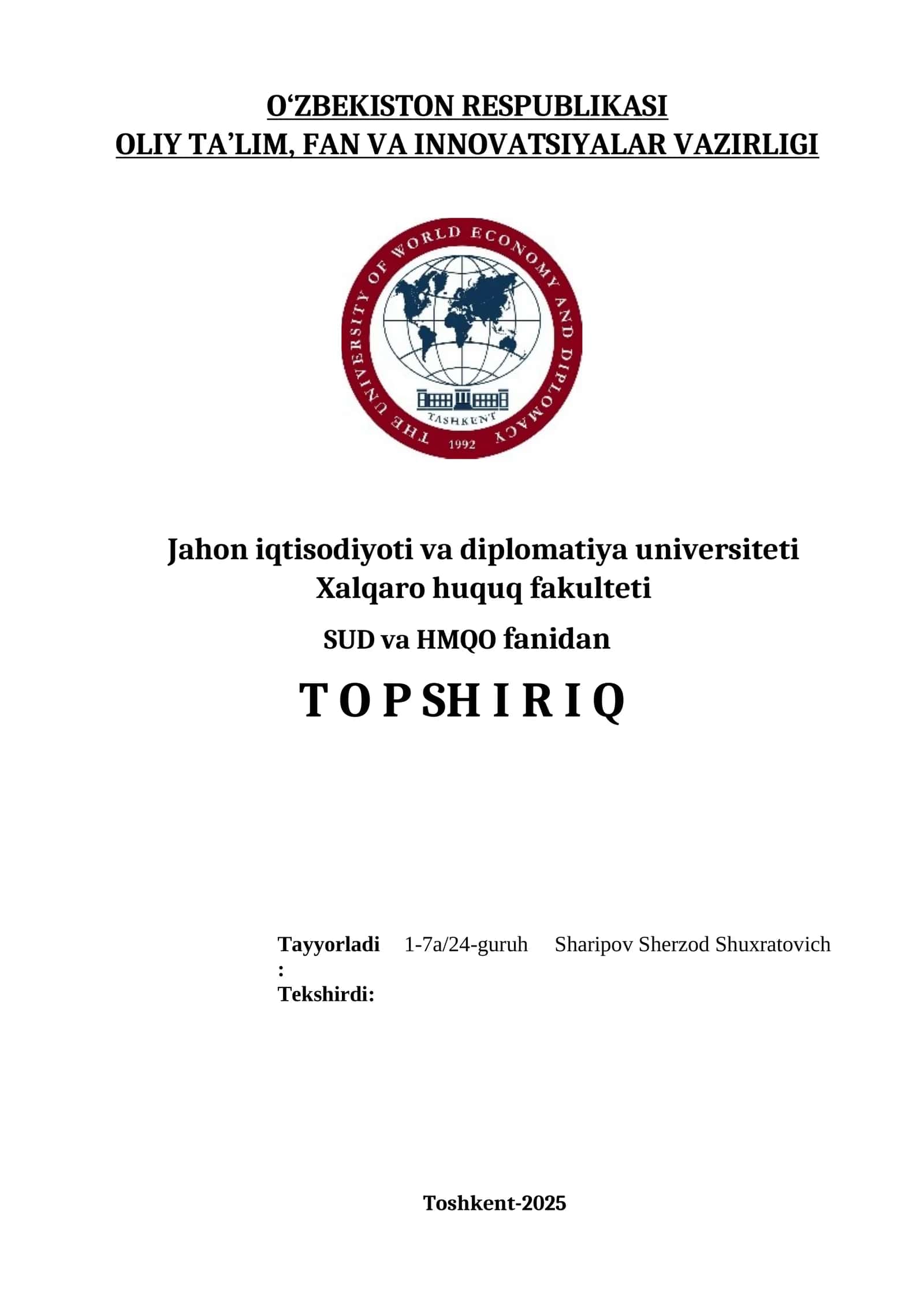 Xorijiy mamlakat Germaniya bilan O’zbekiston Respublikasi Sud va huquqni muhofaza qiluvchi organlar  faoliyati yuzasidan o’zaro tahlil. 1