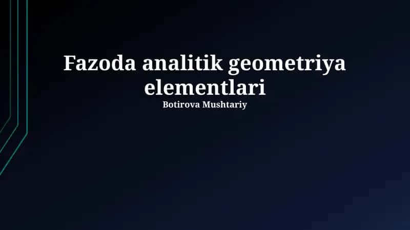 Fazoda analitik geometriya elementlari 1