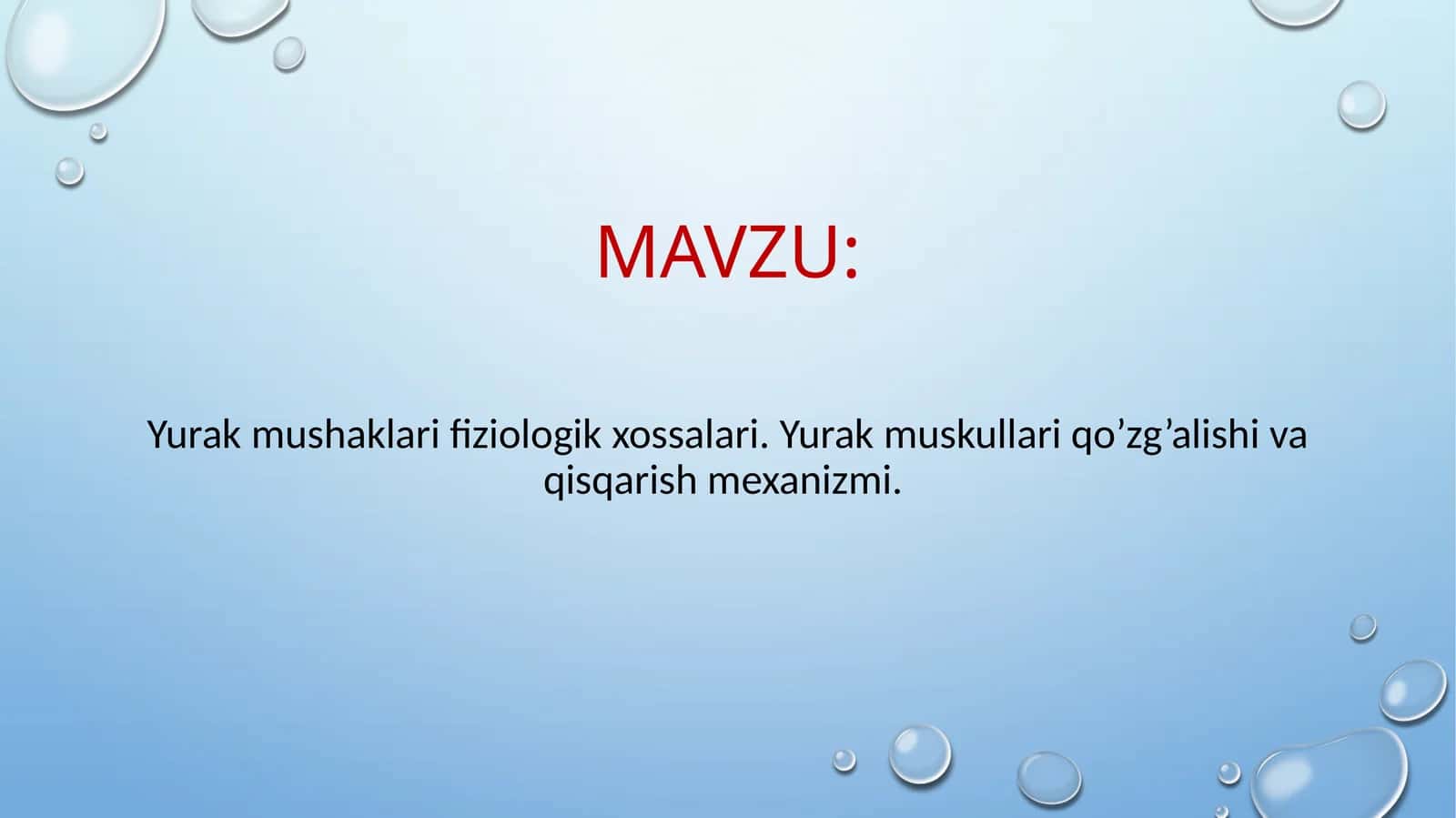 Yurak mushaklari fiziologik xossalari. Yurak muskullari qo’zg’alishi va qisqarish mexanizmi. 1