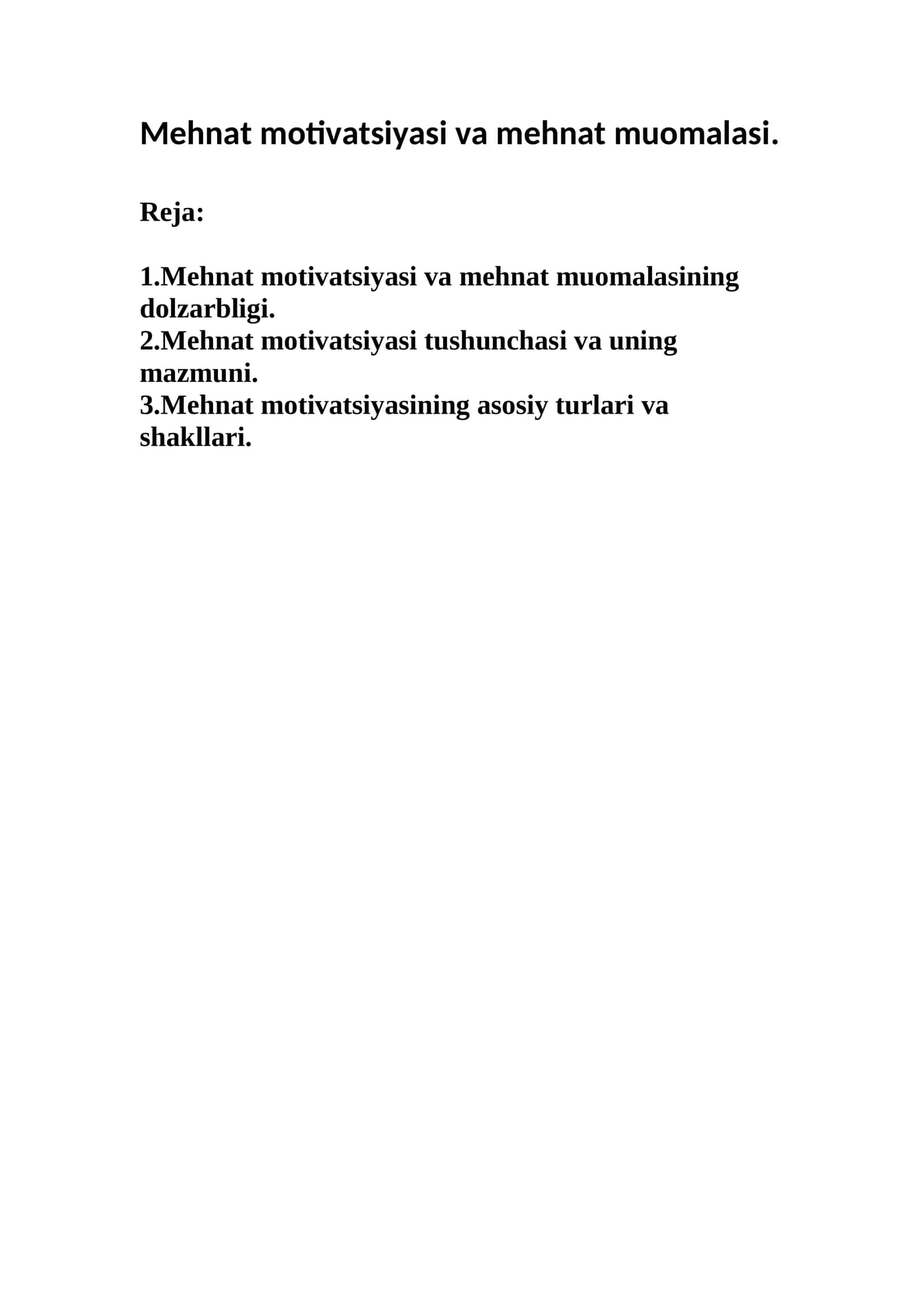 Mehnat motivatsiyasi va mehnat muomalasi 1