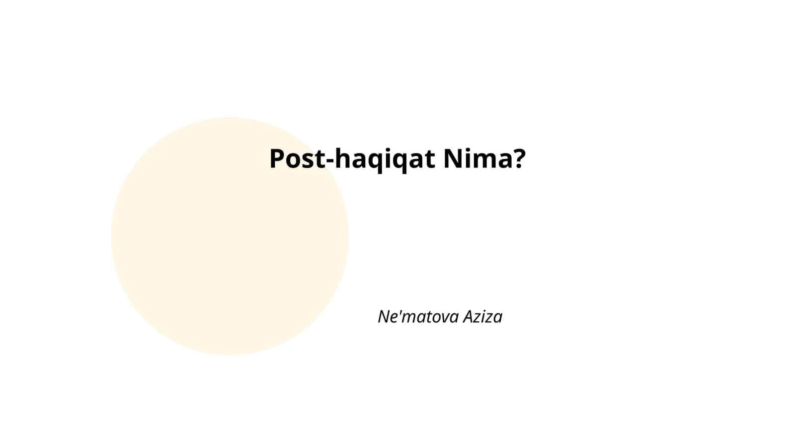 Post-haqiqat Nima? 1