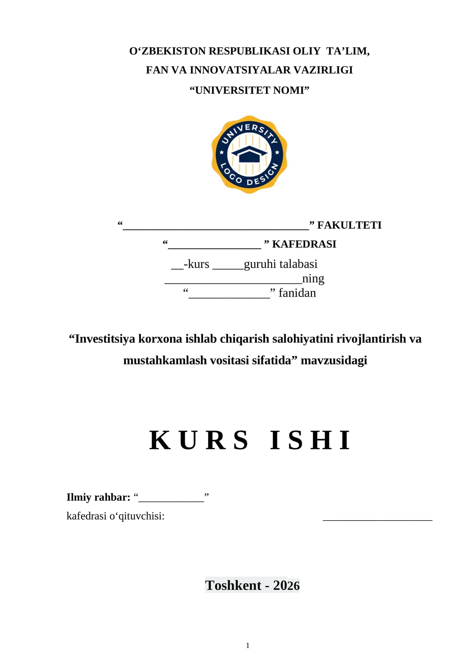 Investitsiya korxona ishlab chiqarish salohiyatini rivojlantirish va mustahkamlash vositasi 1