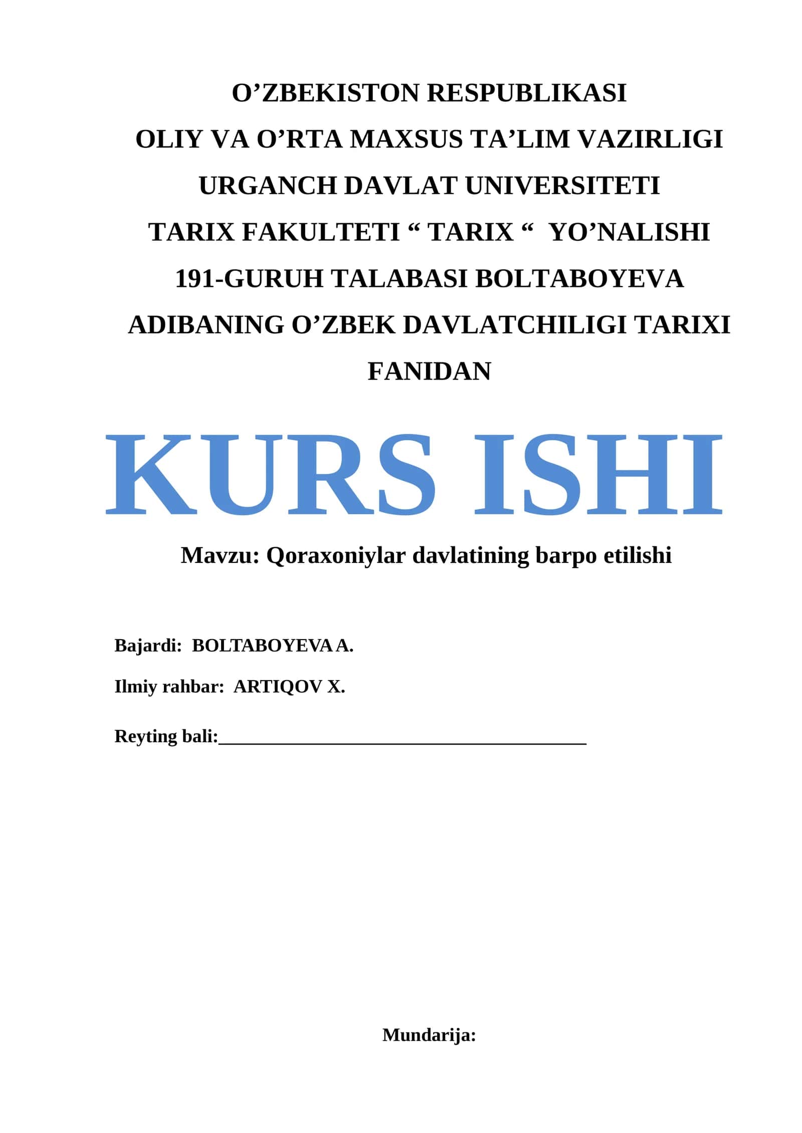 Qoraxoniylar davlatining barpo etilishi 1