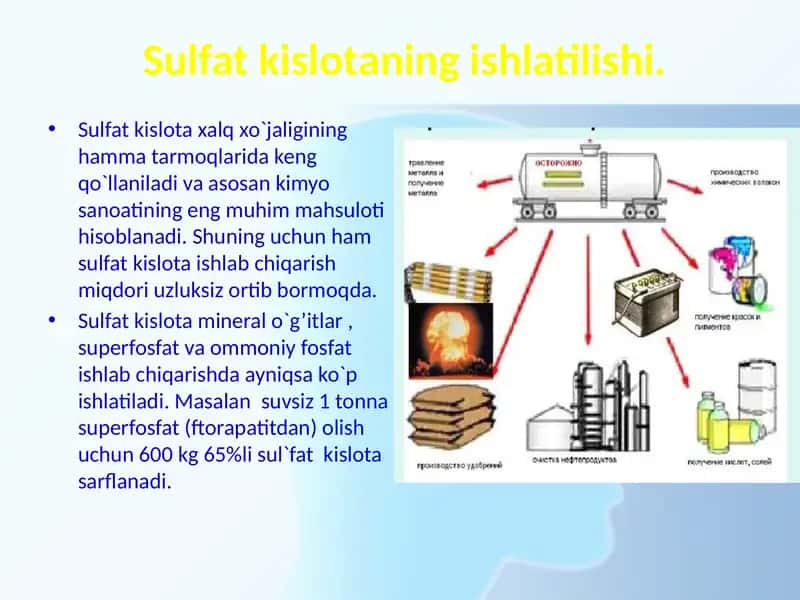 Sulfat kislota ishlatilishi 1