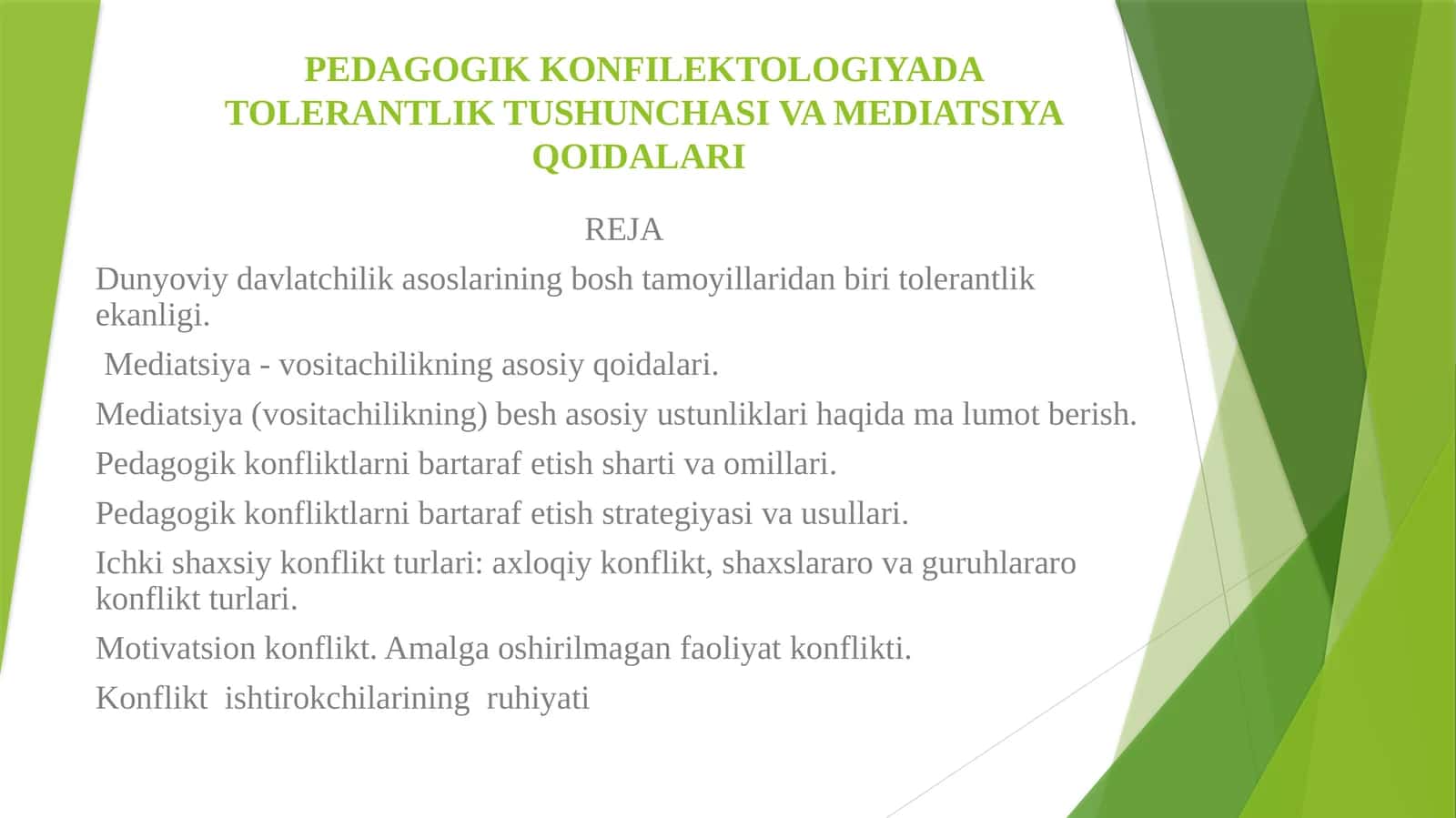 PEDAGOGIK KONFILEKTOLOGIYADA TOLERANTLIK TUSHUNCHASI VA MEDIATSIYA QOIDALARI 1