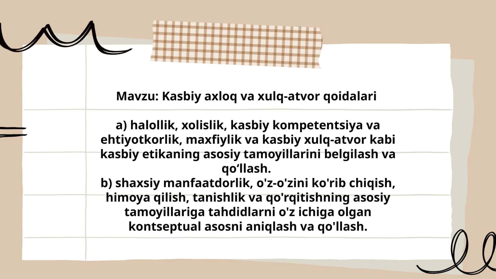 Kasbiy axloq va xulq-atvor qoidalari 1