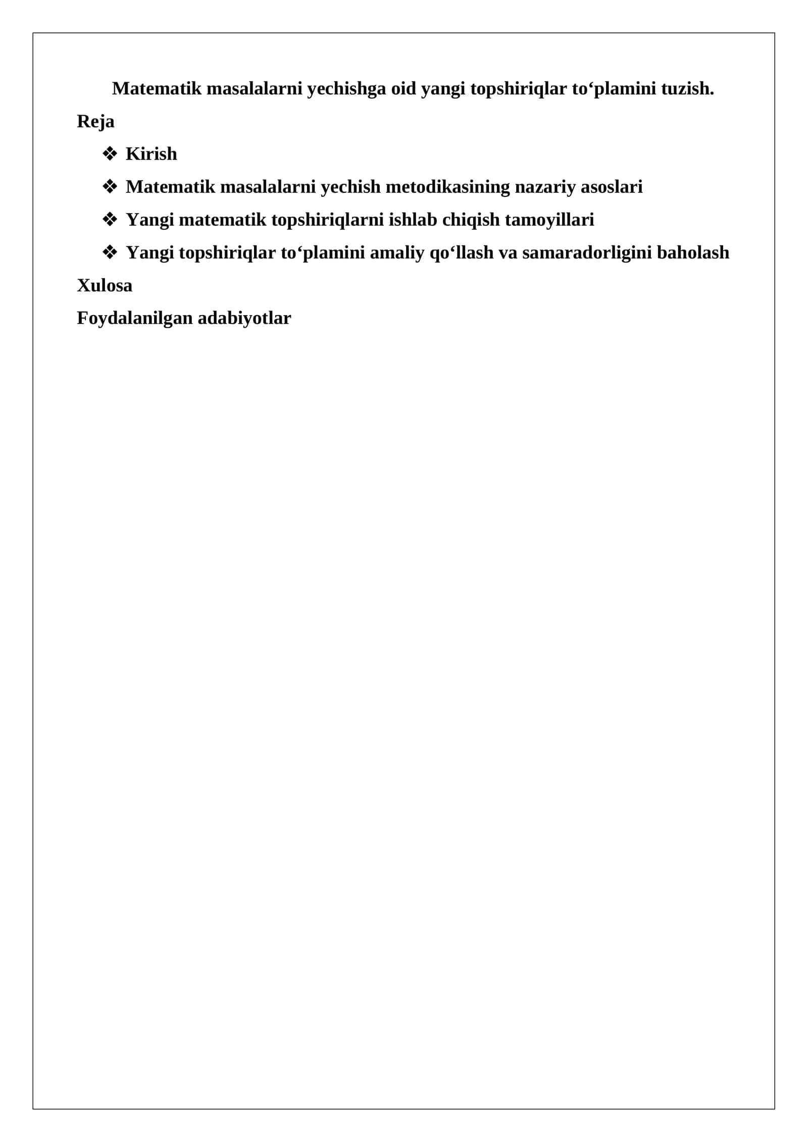 Yangi matematik topshiriqlar 1