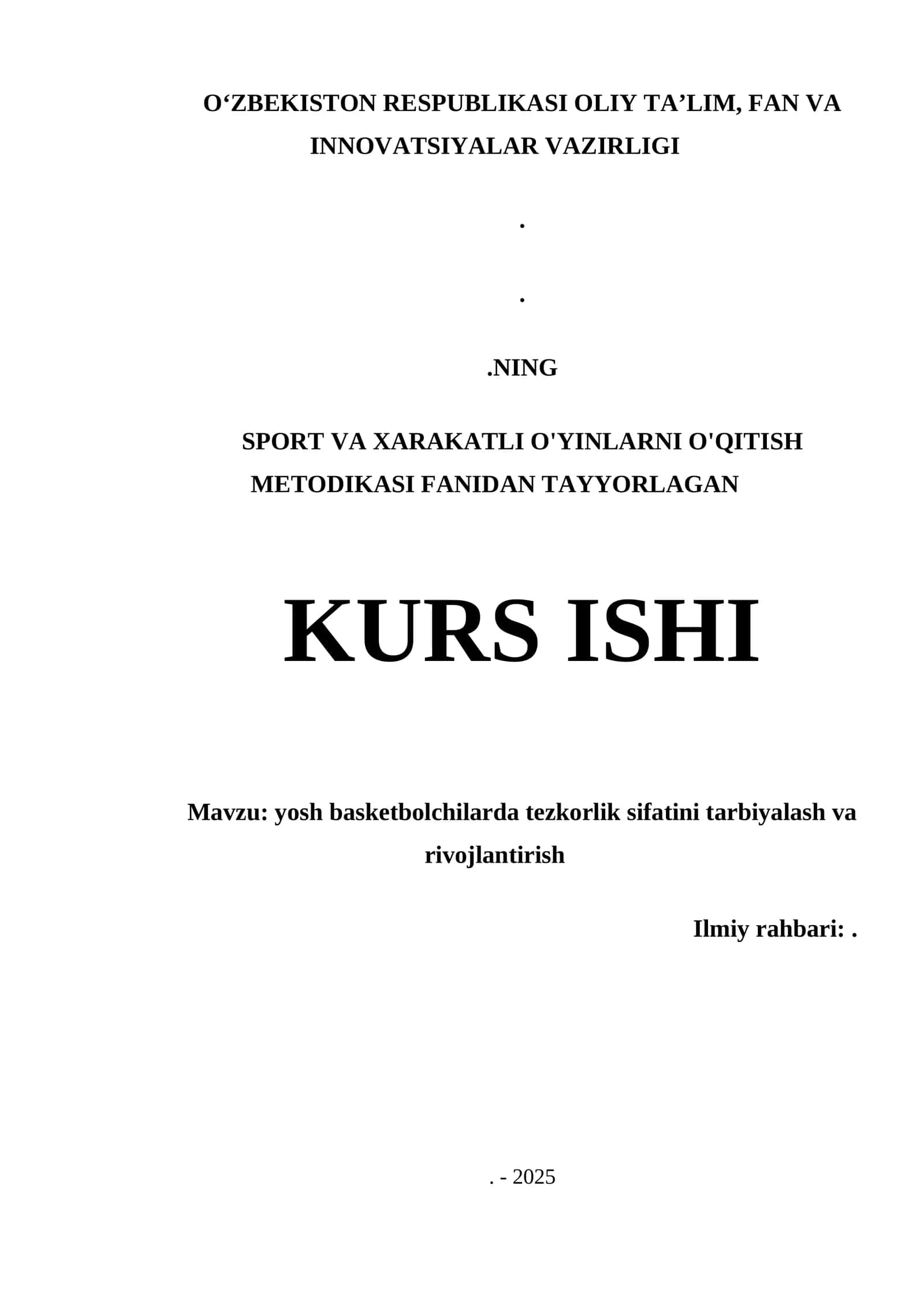 YOSH BASKETBOLCHILARDA TEZKORLIK SIFATINI TARBIYALASH VA RIVOJLANTIRISH 1