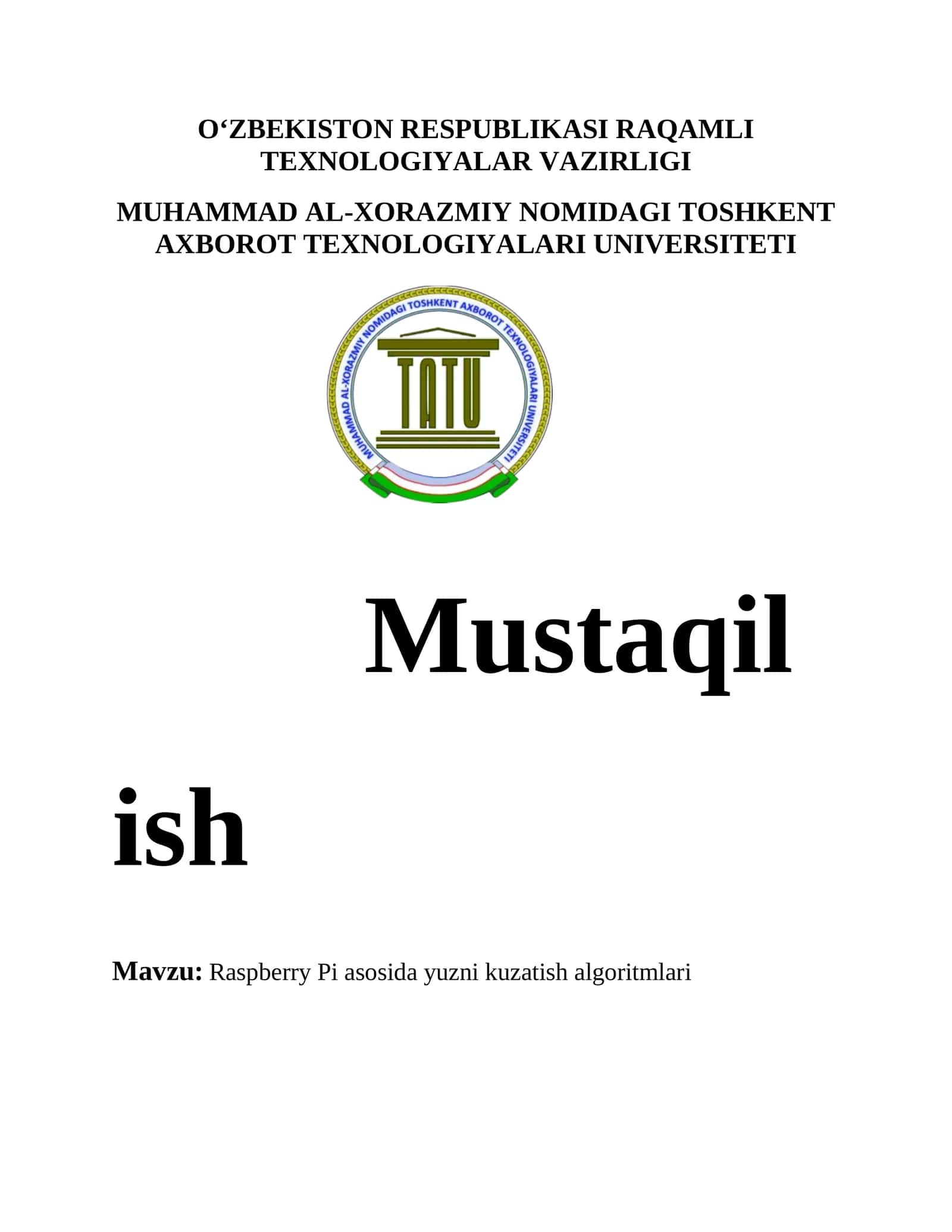 Raspberry Pi asosida yuzni kuzatish algoritmlari 1