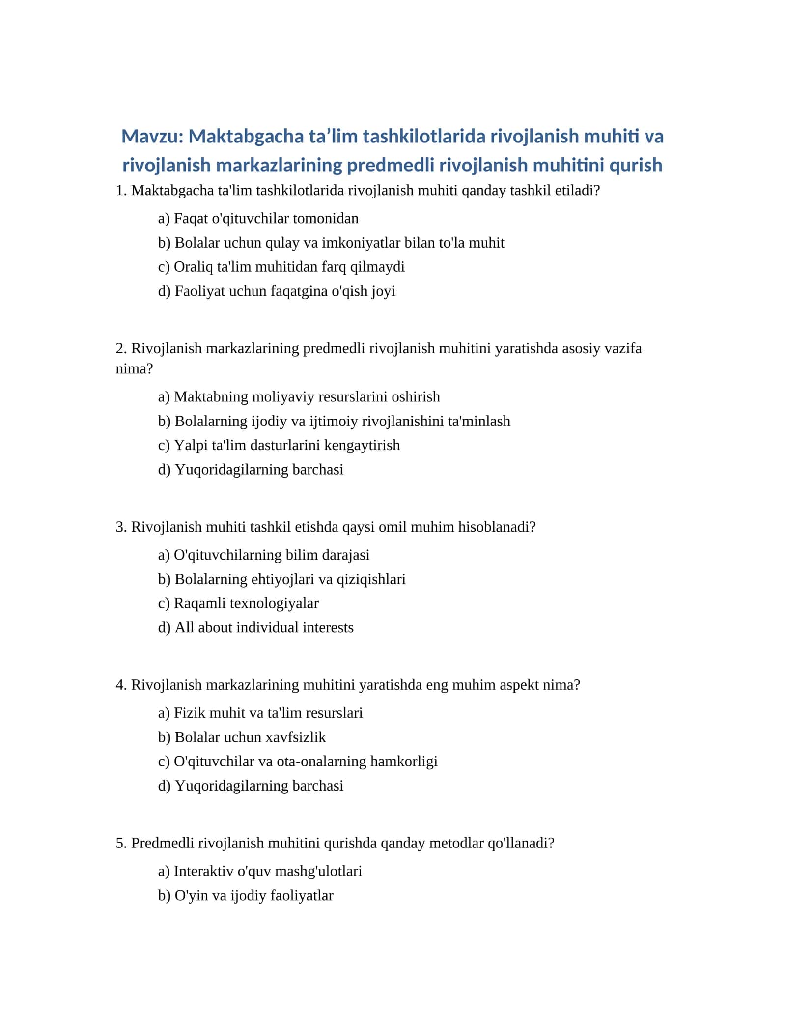 Maktabgacha ta'lim tashkilotlarida rivojlanish muhitini qurish 1