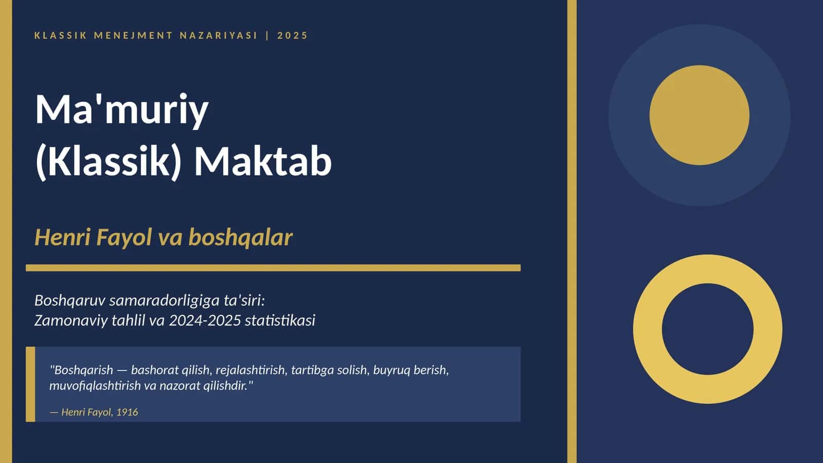 KLASSIK MENEJMENT NAZARIYASI 1