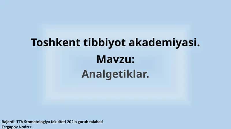 Analgetiklar 1