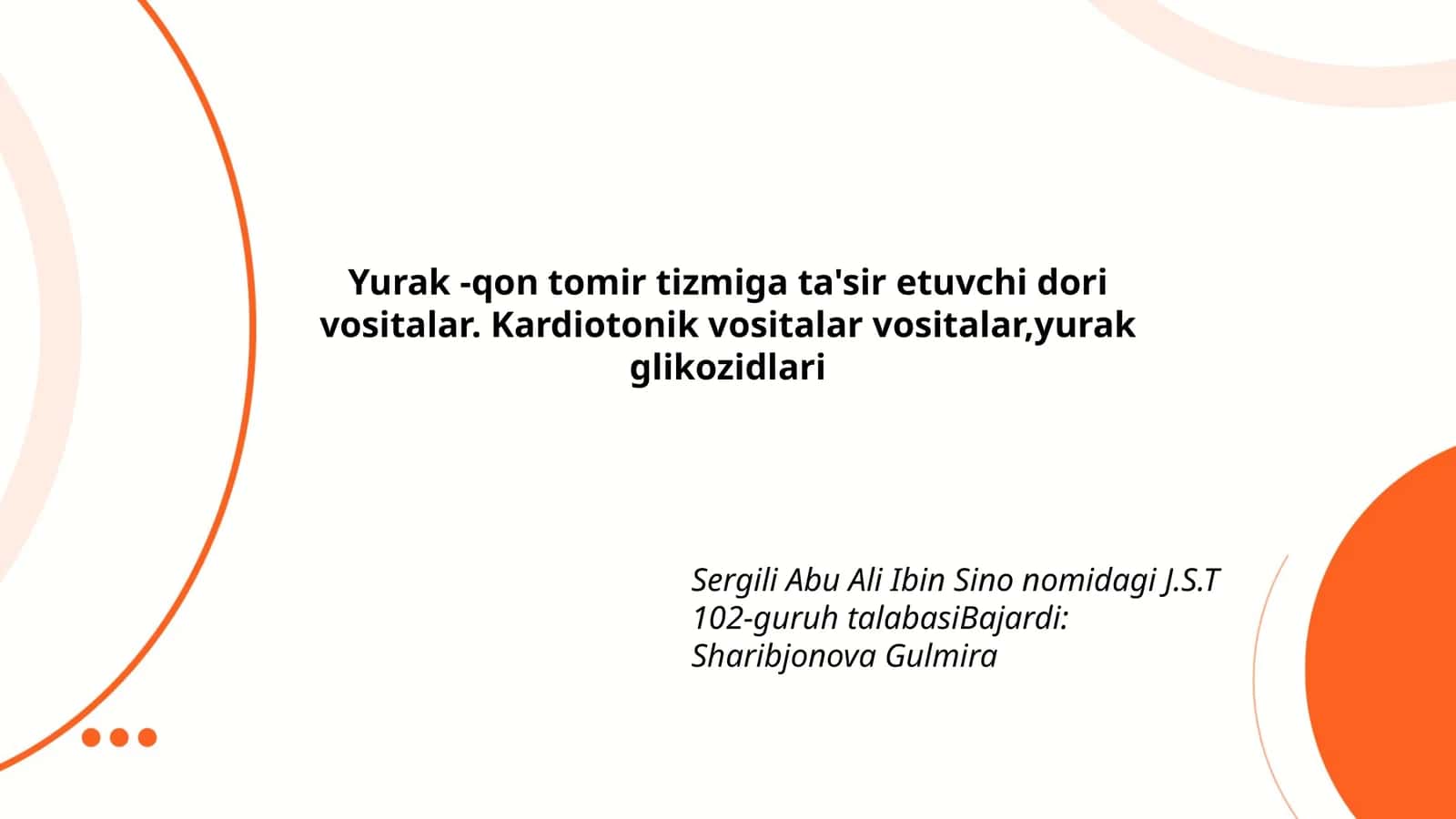 Yurak -qon tomir tizmiga ta'sir etuvchi dori vositalar 1