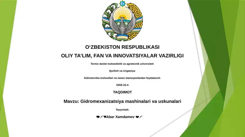 Gidromexanizatsiya mashinalari va uskunalari 1