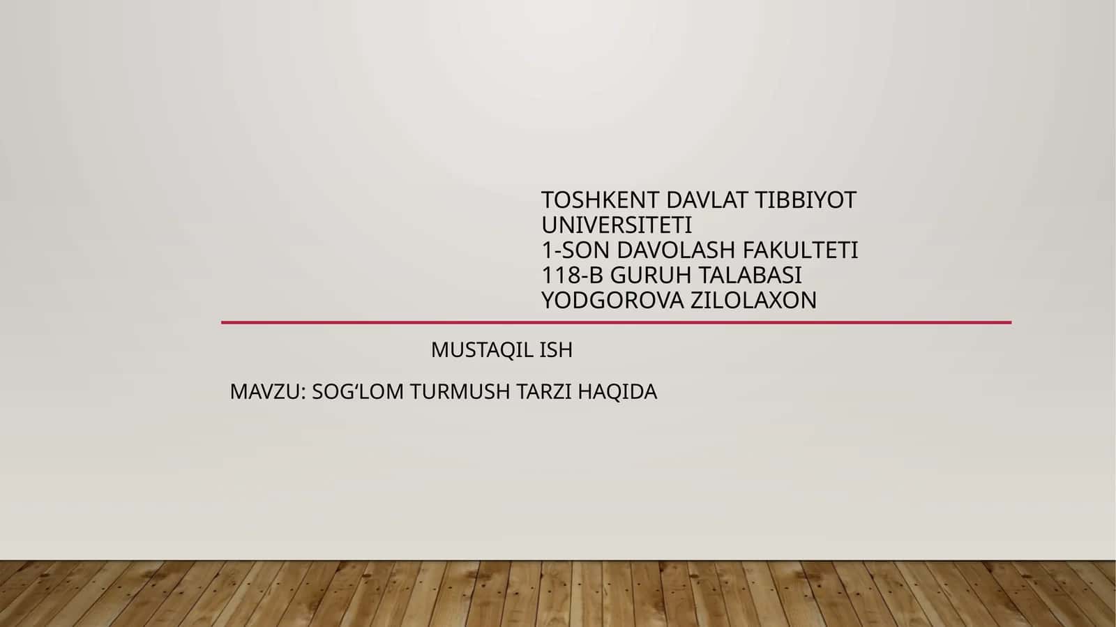 Sog‘lom turmus tarzi haqida 1