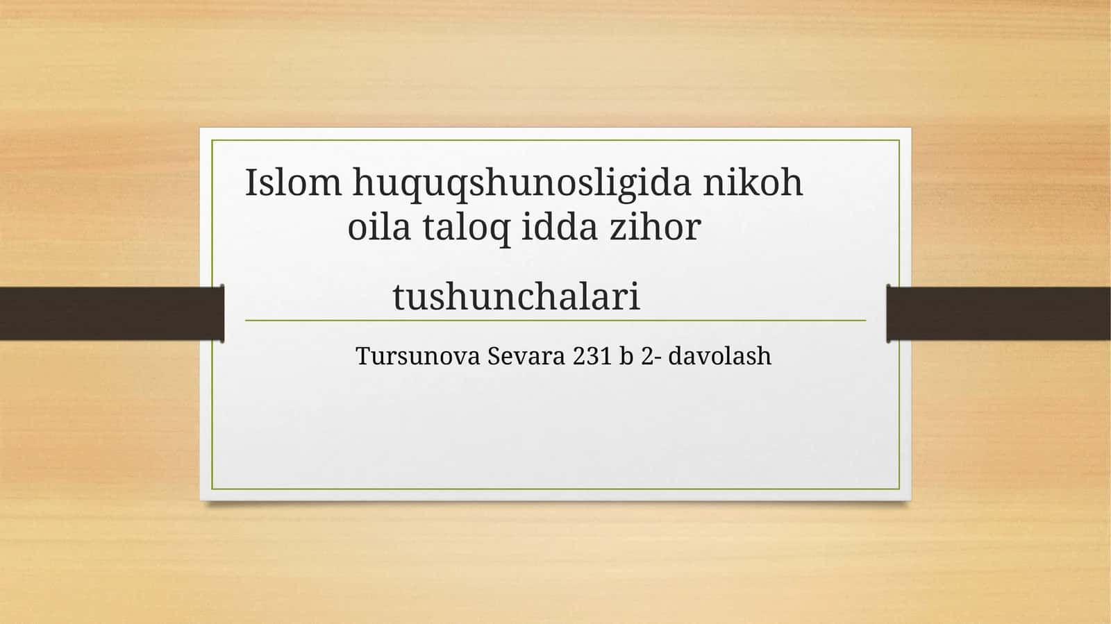 Islom huquqshunosligida nikoh oila taloq idda zihor tushunchalari 1