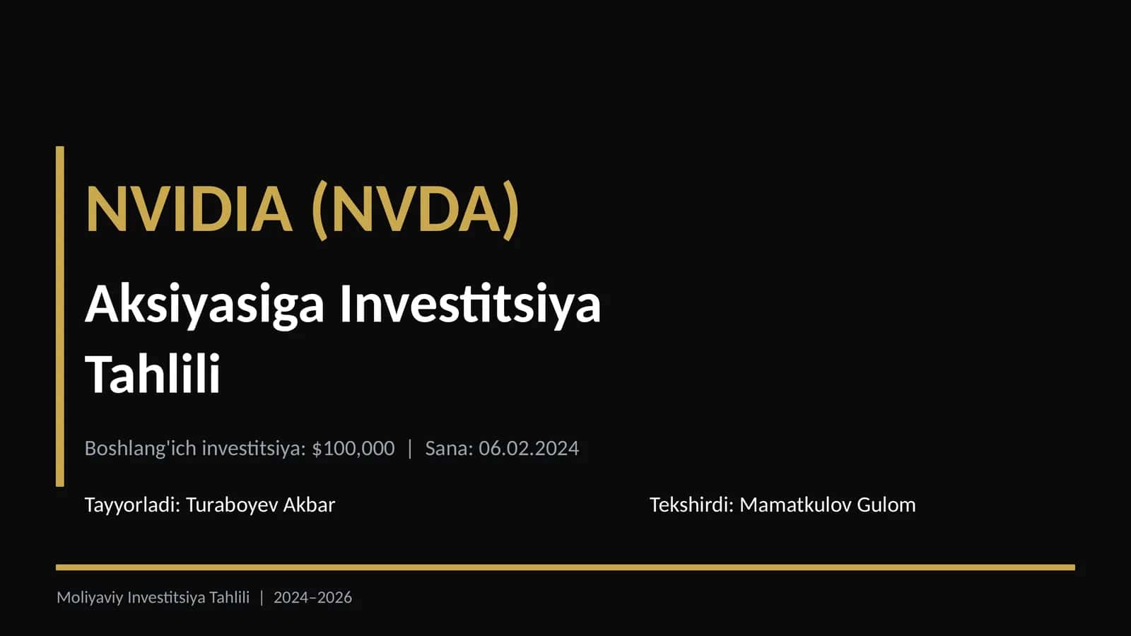 Aksiyasiga Investitsiya Tahlili 1