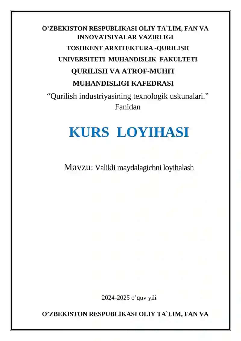 valikli maydalagichlar kurs loyihasi