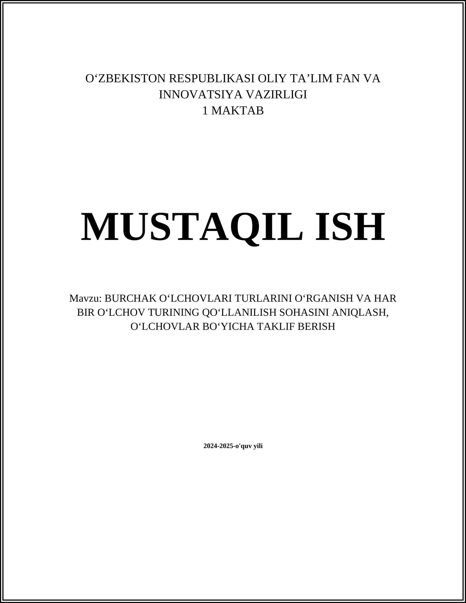 Burchak o'lchov turlari 1
