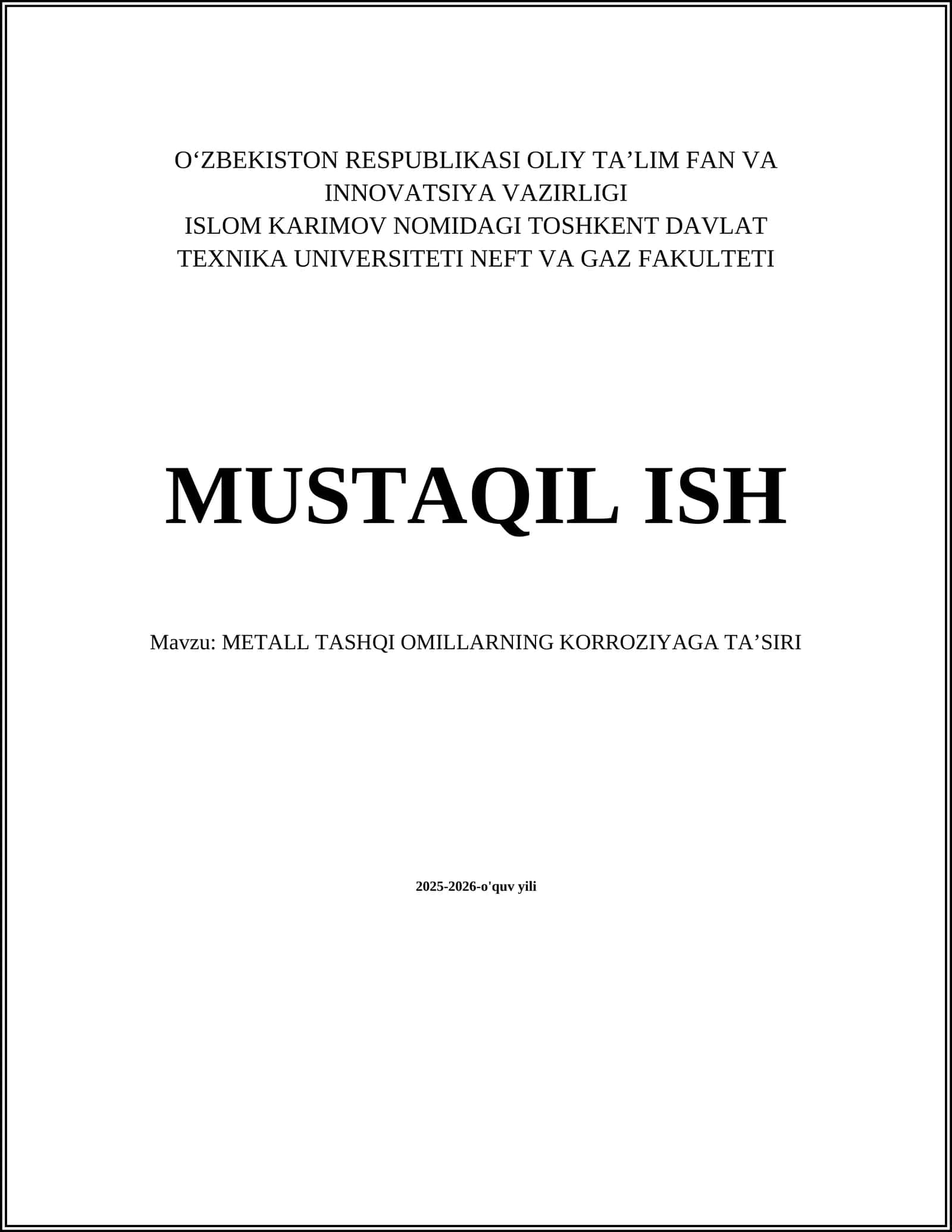 METALL TASHQI OMILLARNING KORROZIYAGA TAʼSIRI 1
