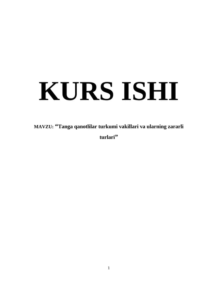 Tangacha qanotlilar turkumi vakillari va ularning zararli turlari 1