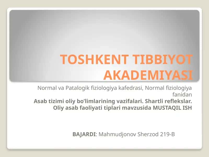 Asabtizimi Oliy bo'lim va o'qituvchi matierallar 1