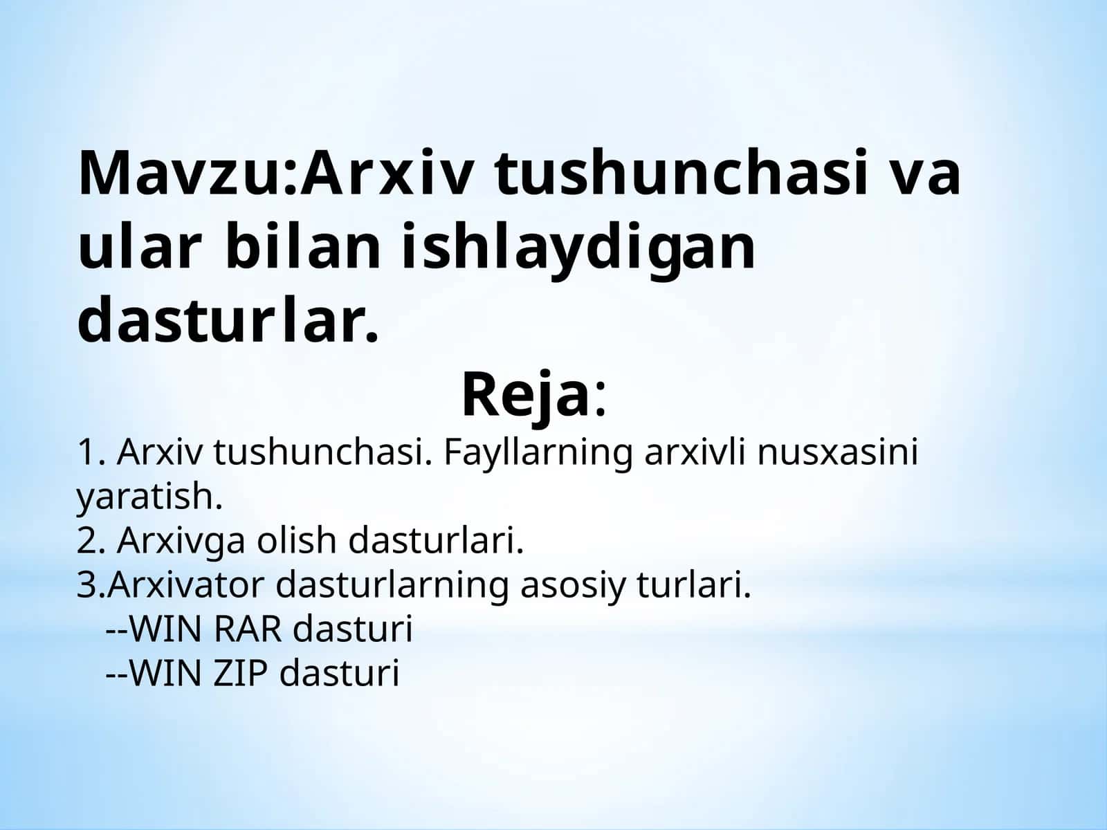 Arxivtushunchasi va ular bilan ishlaydigan dasturlar 1