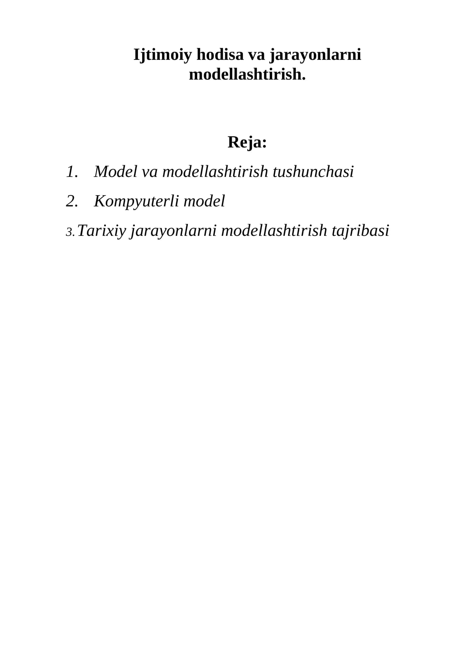 Model va modellashtirish 1