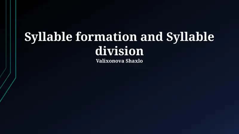 Syllable formation and Syllable division 1