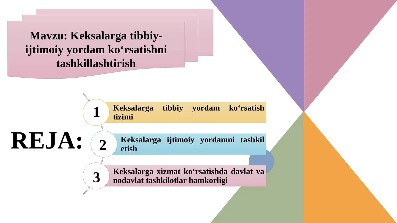 Keksalarga tibbiy-ijtimoiy yordam koʻrsatishni tashkillashtirish 1