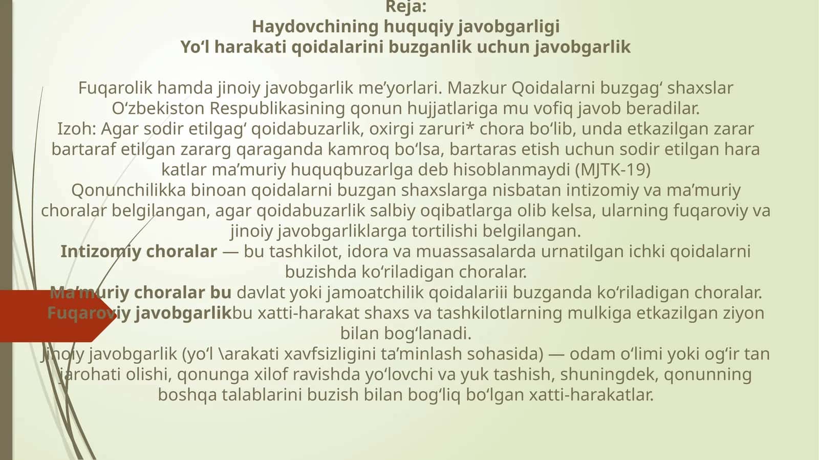 Haydovchining huquqiy javobgarligi 1