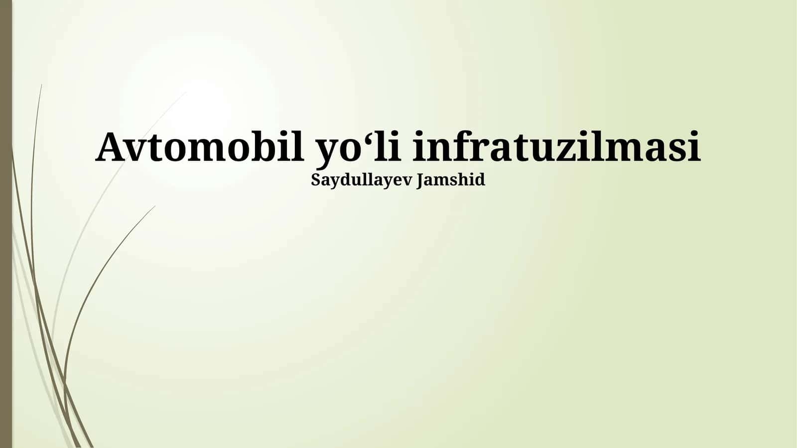 Yo'l infratuzilmasi: Tarix, rejalashtirish va rivojlanish 1