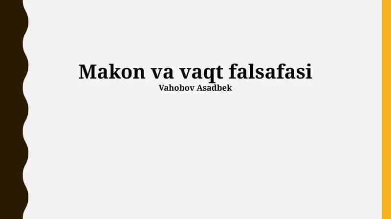 Fazo va vaqt falsafasi 1