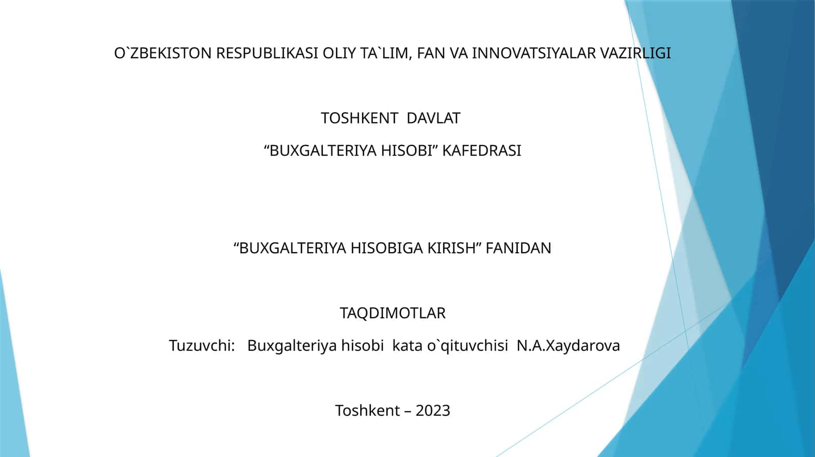 BIZNES JARAYONLARI HISOBINING TAMOYILLARI 1