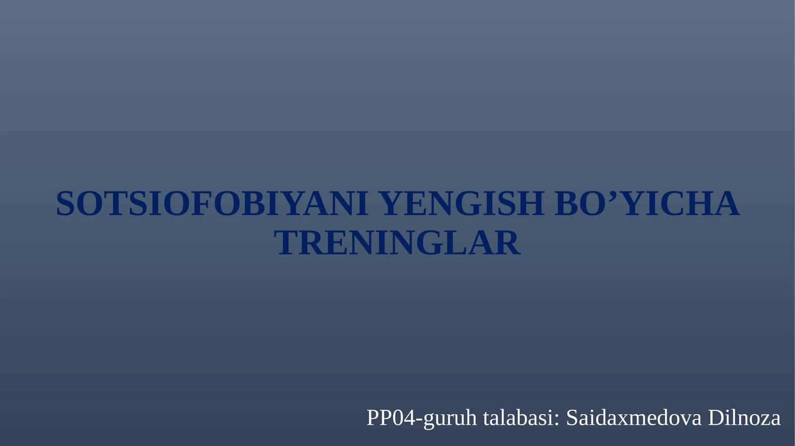Sotsiofobiyani yengish bo'yicha treninglar 1