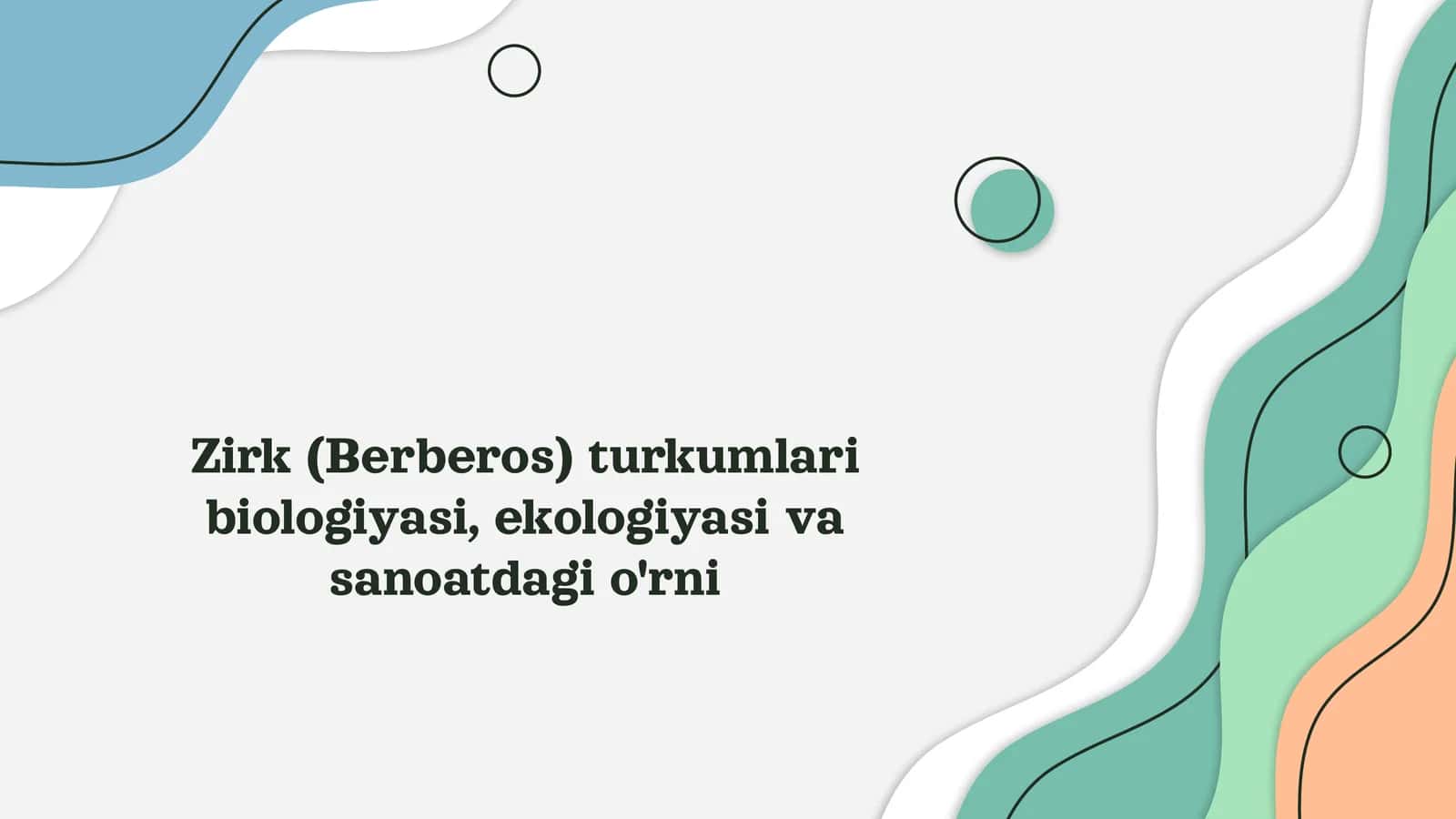 Zirk (Berberos) turkumlari biologiyasi, ekologiyasi va sanoatdagi o'rni 1