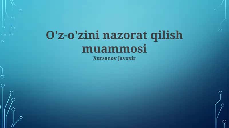 O'z-o'zini boshqarish muammosining mohiyati 1