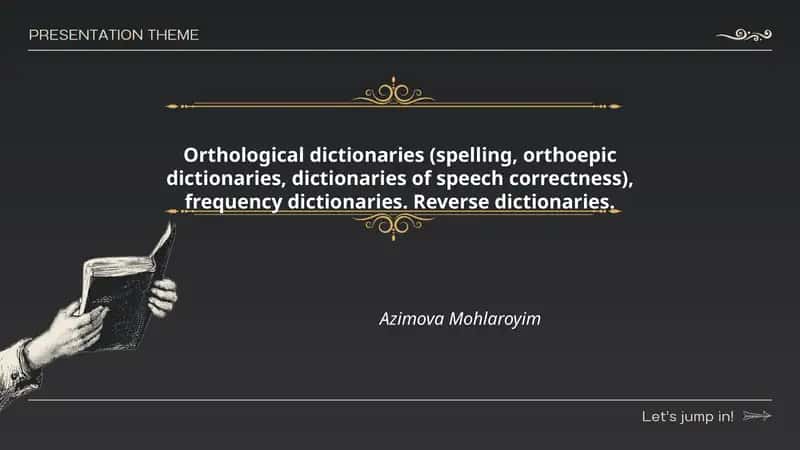 Orthological dictionaries 1