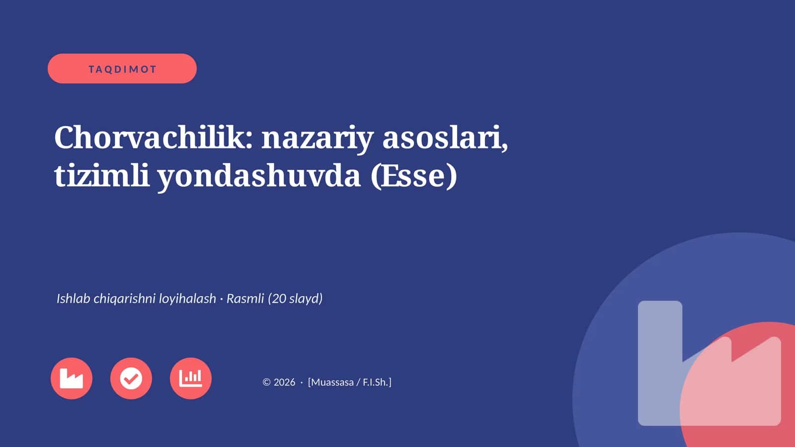 Chorvachilik: nazariy asoslari, tizimli yondashuvda (Esse) 1
