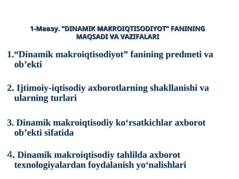 DINAMIK MAKROIQTISODIYOT 1